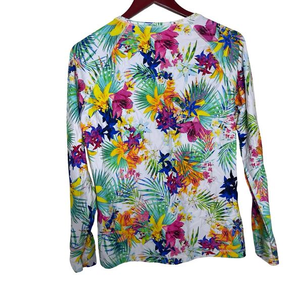 Athleta half zip long sleeve swim rash guard in tropical print XL - Picture 4 of 4